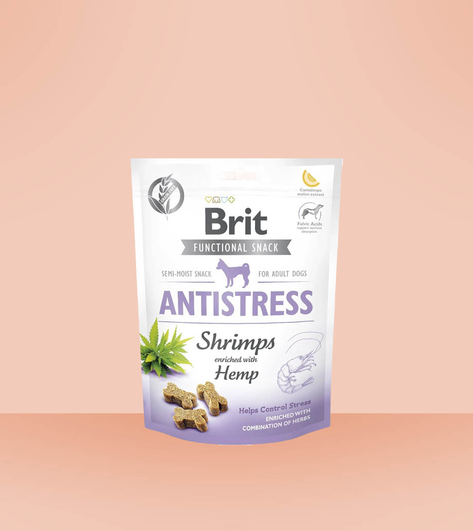 Darček Brit Care Dog Functional Snack Antistress Shrimps – maškrta pre psov 150 g Brit Care Dog Functional Snack Antistress Shrimps - maškrta pre psov 150g