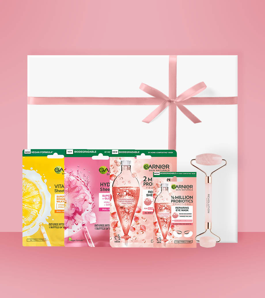 Darček pre ženy, priateľku, mamu, sestru, dcéru, manželku - Kozmetický darčekový box Hydratačný boost GARNIER-Skin-Naturals-Platene-Masky-Hydra-Bomb-Vitamín-C-Probiotiká-Revitalizácia-Hydratácia