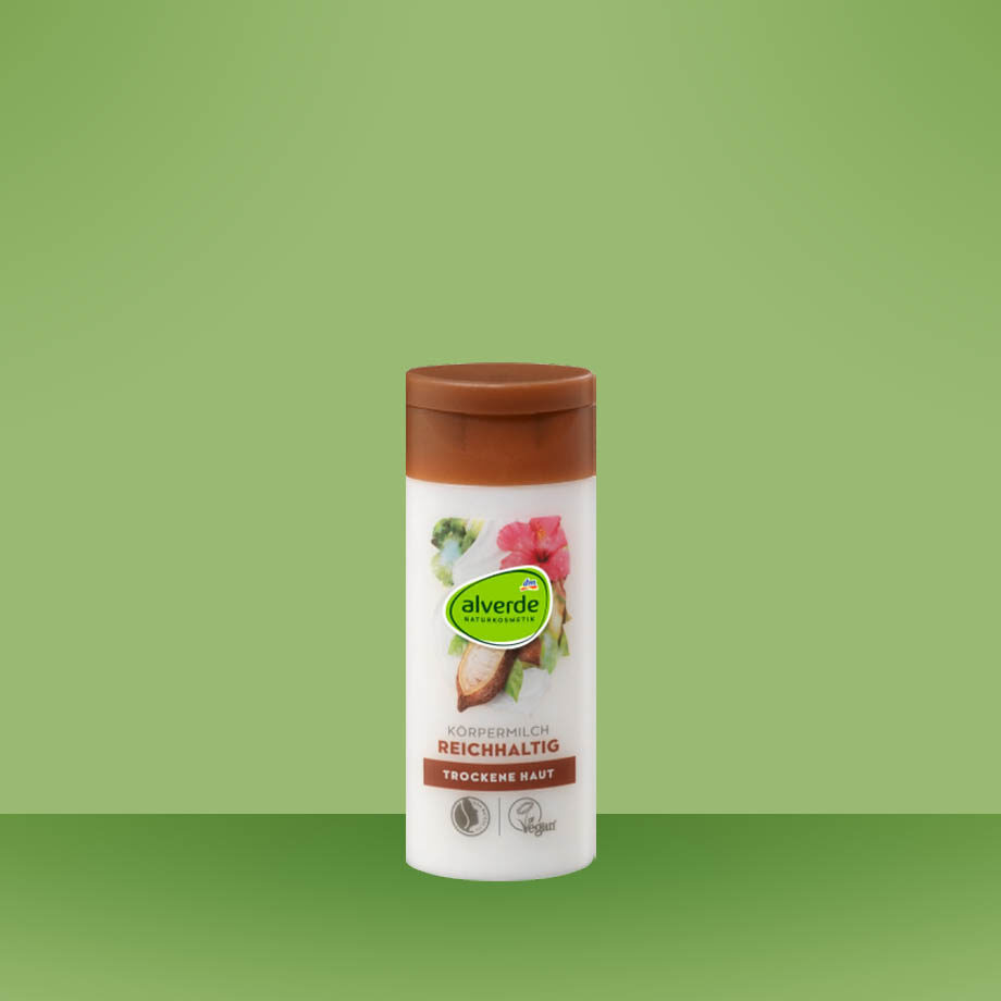 Telové mlieko s bio kakaovým maslom a bio ibištekom od Alverde Naturkosmetik