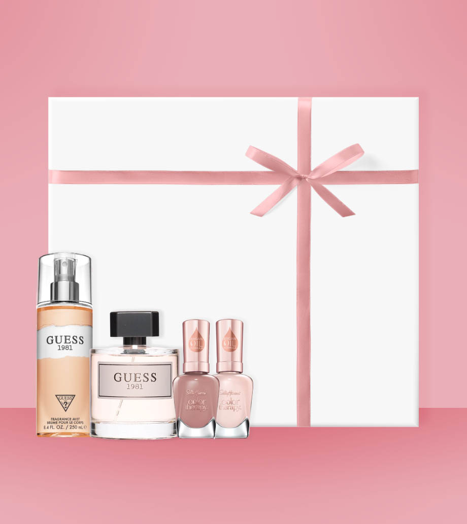 Darček pre ženy, priateľku, mamu, sestru, dcéru, manželku - Kozmetický darčekový box Elegancia na každý deň Guess 1981 EdT, telový sprej a Sally Hansen Color Therapy - Ideálny darček pre elegantné ženy