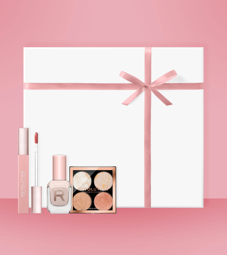 Darček pre ženy, priateľku, mamu, sestru, dcéru, manželku - Kozmetický darčekový box Prirodzený šarm Kolekcia Makeup Revolution - luxusné produkty na líčenie a nechty