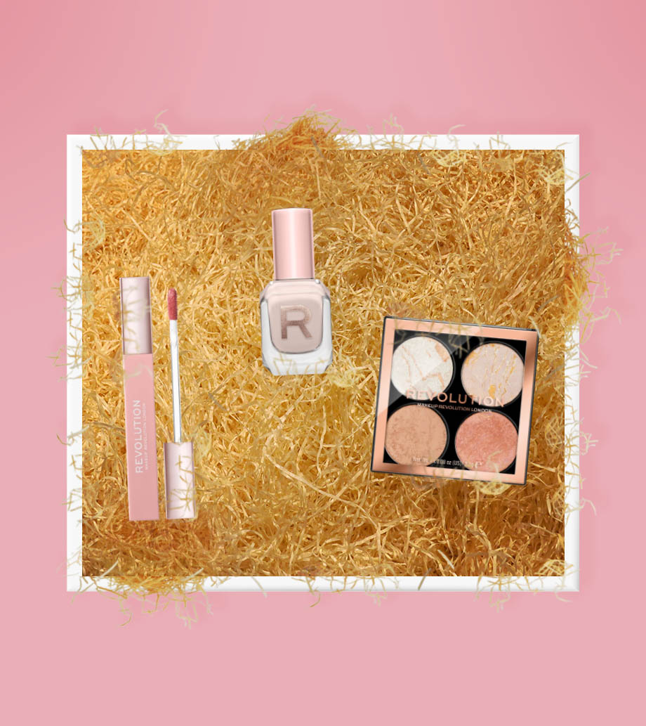 Darček pre ženy, priateľku, mamu, sestru, dcéru, manželku – Kozmetický darčekový box Prirodzený šarm Kolekcia Makeup Revolution - luxusné produkty na líčenie a nechty