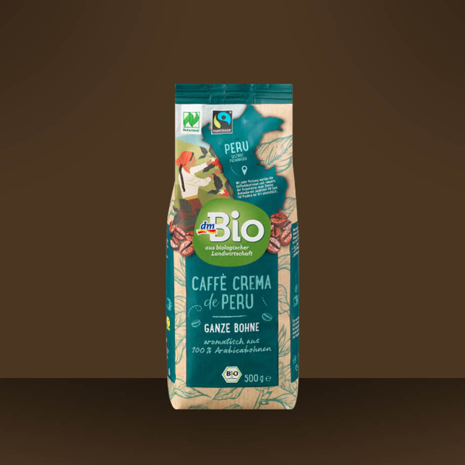 dmBio Pražená zrnková káva Caffé Crema de Peru 500g