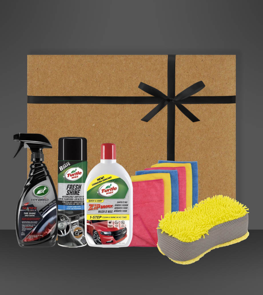 Darček pre mužov, auto-moto nadšencov - Auto-moto darčekový box Čistota a lesk Široká škála produktov pre starostlivosť o auto - Turtle Wax a Compass